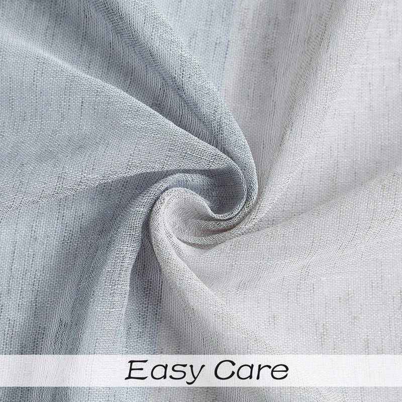 Central Park Gray and Smoke Blue Stripe Sheer Color Block Window Curtain Panel Linen Window Treatment for Bedroom Living Room Farmhouse 95 inches Long with Grommets, 2 Panel Rustic Drapes - Image 5